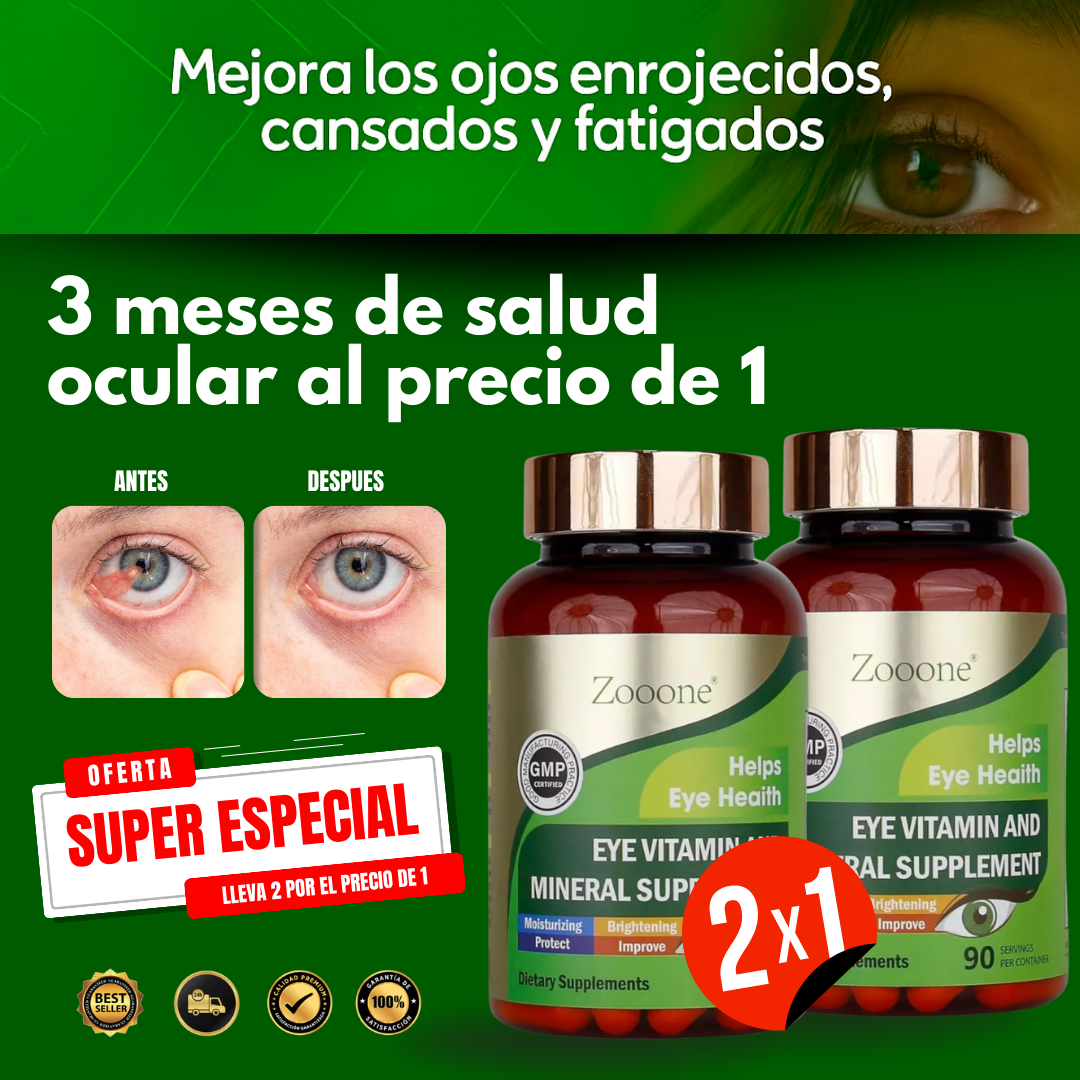 Zooone® Visión Plus| Luteína y Zeaxantina FORMULA AMERICANA ¡SOLO POR HOY 2X1!